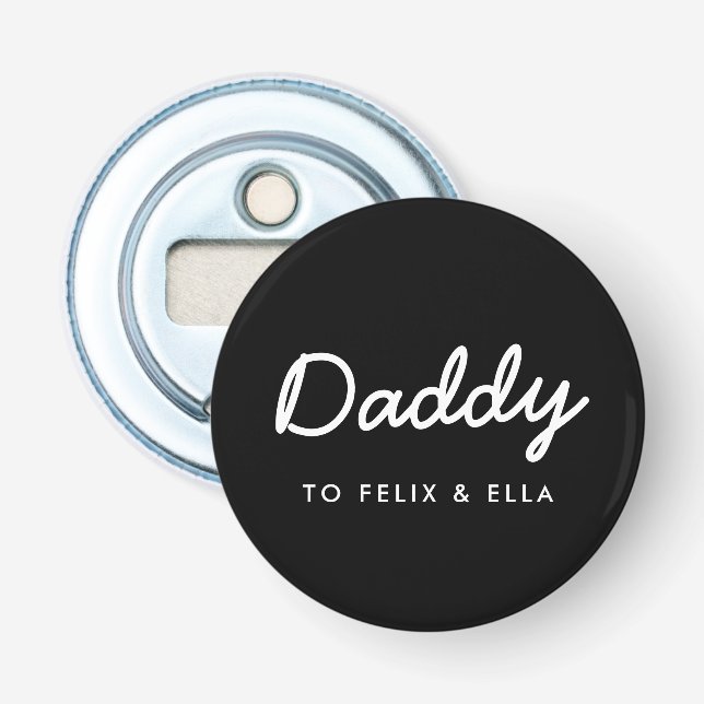Décapsuleur Papa | Modern Kids Names Fête des pères Noir (Devant)