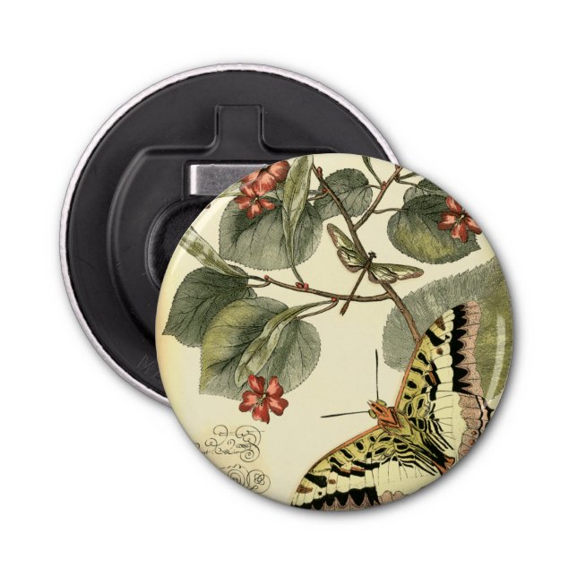 Décapsuleur Papillon et libellule avec les fleurs rouges (Devant)