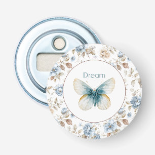 Décapsuleur Papillon Fleurs Marron Crème Bleu Tan