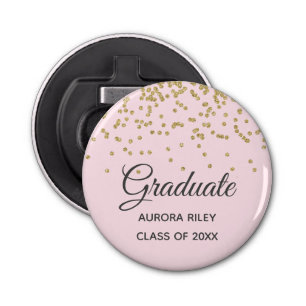 Décapsuleur Parties scintillant d'or rose pâle Confetti Gradua