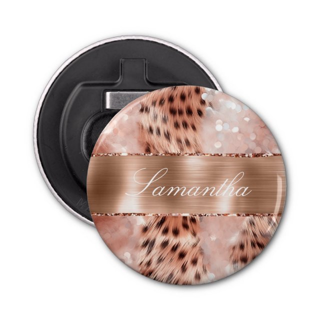 Décapsuleur Parties scintillant rose Gold Glam Leopard (Devant)