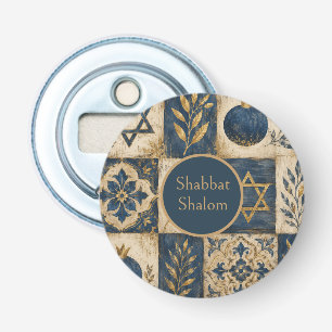 Décapsuleur Patch bouton circulaire Shabbat Shalom, bleu or