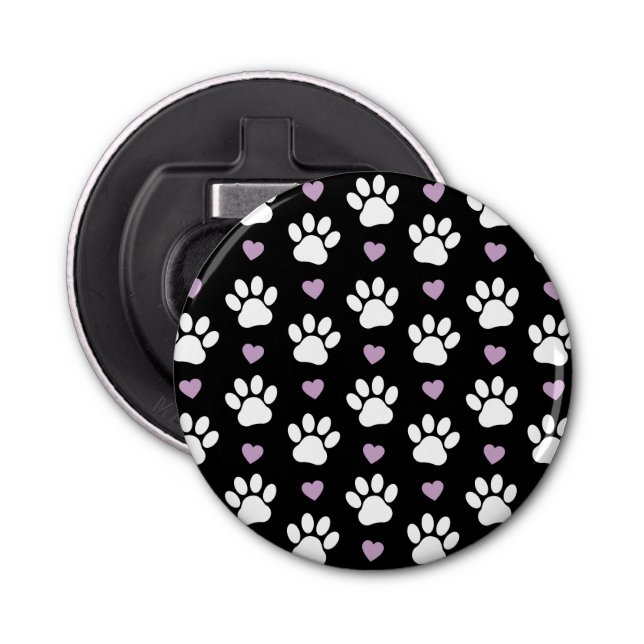 Décapsuleur Paw Motif, Chien Paws, White Paws, Lilac Hearts (Devant)