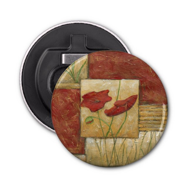 Décapsuleur Peinture florale avec traits de pinceau visibles (Devant)