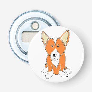 Décapsuleur Pembroke Corgi, caricature blanche et orange