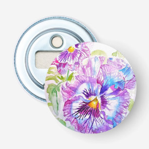 Décapsuleur Pensées Violettes Art à l'aquarelle Faveur Florale
