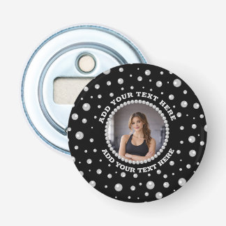Décapsuleur Personalized Photo with Pearls Circle on Black