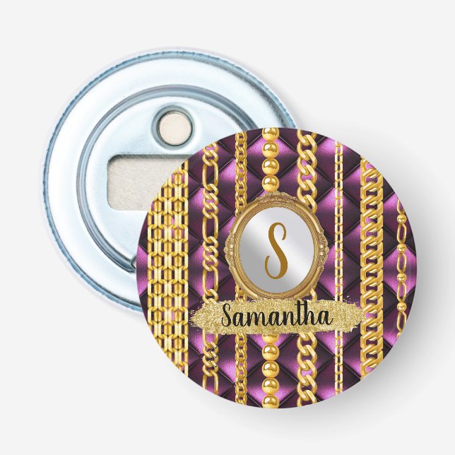 Décapsuleur Personnalisé Monogramme Anniversaire Cadeau Femme, (Devant)