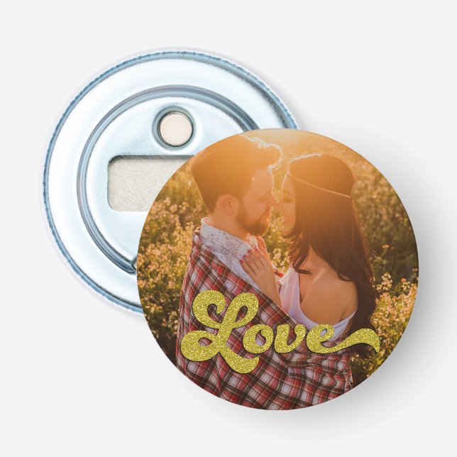 Décapsuleur Photo personnalisée avec Gold Love (Devant)