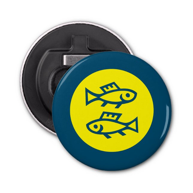Décapsuleur Pisces Horoscope Bleu Jaune Moderne Minimaliste (Devant)