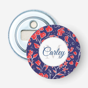 Décapsuleur Plutôt Vibrant Rouge bleu floral Personnalisé