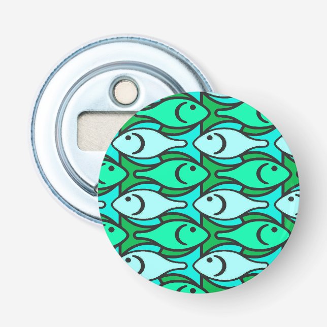Décapsuleur Poisson moderne du milieu du siècle, vert jade et  (Devant)