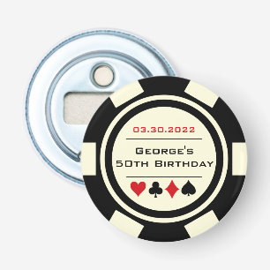 Décapsuleur Poker Chip Casino Black Creme Blanc Anniversaire
