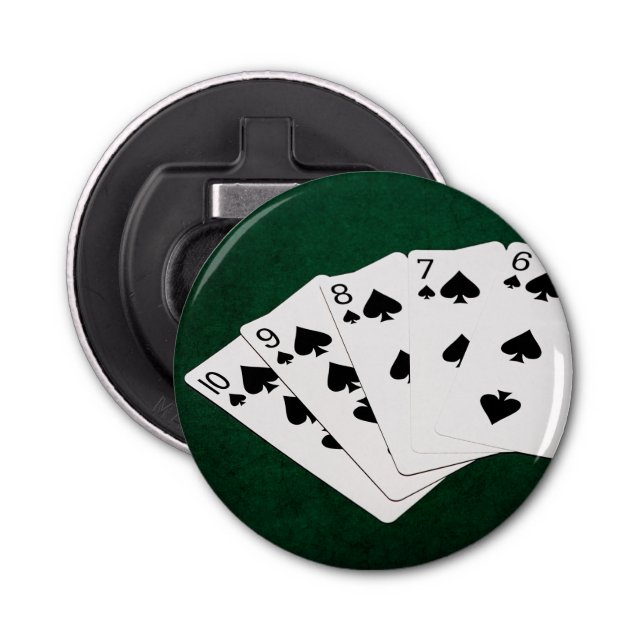 Décapsuleur Poker Hands - Flush droit - Spades Suit (Devant)