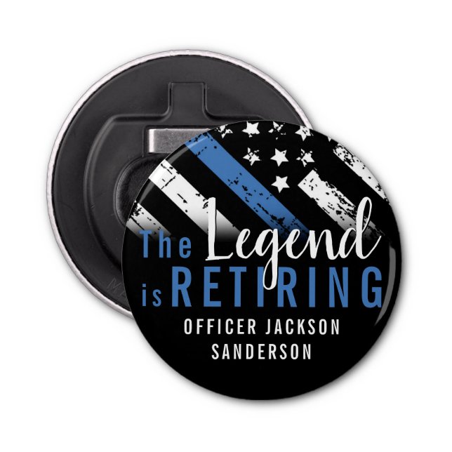 Décapsuleur Police Retraite Ligne bleue Drapeau Application de (Devant)