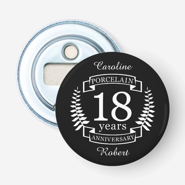 Décapsuleur Porcelaine traditionnelle mariage anniversaire 18  (Devant)
