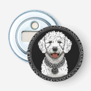 Décapsuleur Portrait de chien blanc avec collier à chaîne