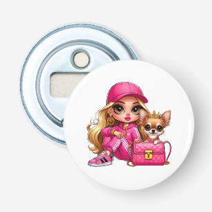 Décapsuleur Poupeée de mode rose et couverture en polaire pour