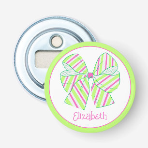 Décapsuleur Preppy rose et vert striped Bow Personnalisé