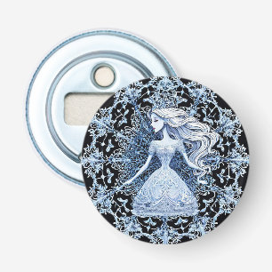 Décapsuleur Princesse givré entourée de flocon de neige comple