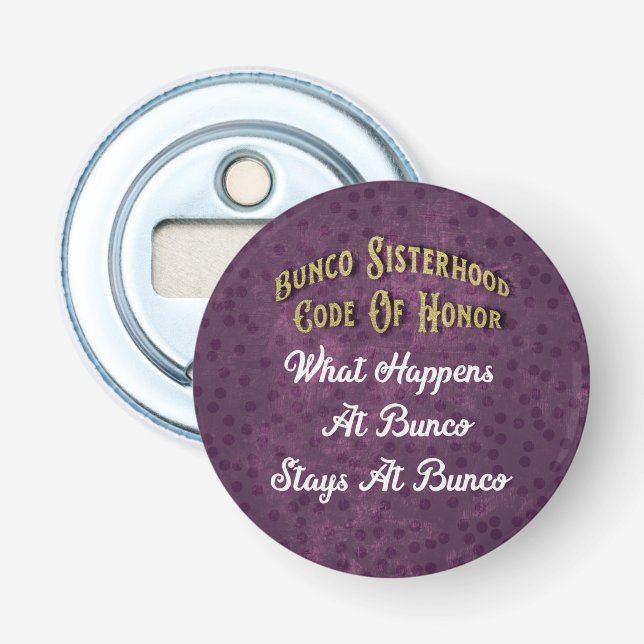 Décapsuleur Purple Polka Dot Bunco Sisterhood Code drôle (Devant)