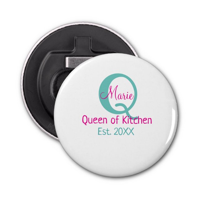 Décapsuleur Queen of cuisine monogramme vert rose simple minim (Devant)