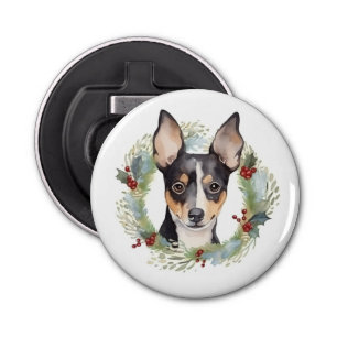 Décapsuleur Rat Terrier Fête de Noël Wreath Pup