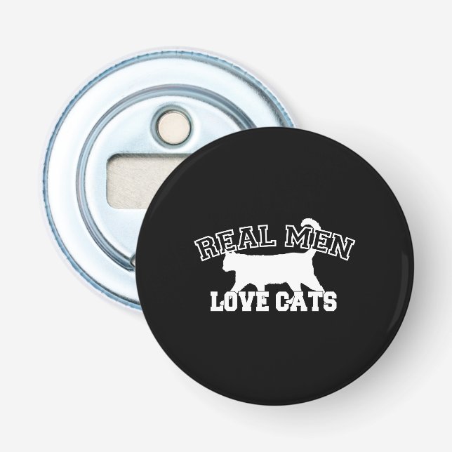 Décapsuleur Real Men Love Cats Celui-ci est blanc (Devant)