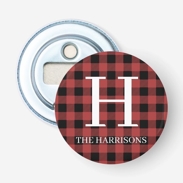 Décapsuleur Red Black Buffalo Plaid Monogram Holiday (Devant)