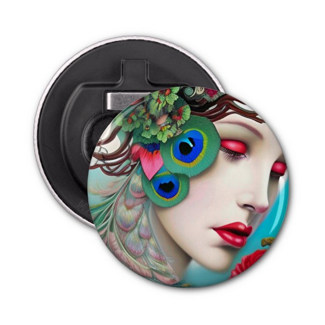 Décapsuleur Red Lips et Rose Peacock Abstrait (Devant)