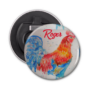 Décapsuleur Rooster rouge aquarelle peinture art poulet