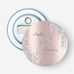 Décapsuleur Rose Gold 80 ans paillettes gouttes d'argent