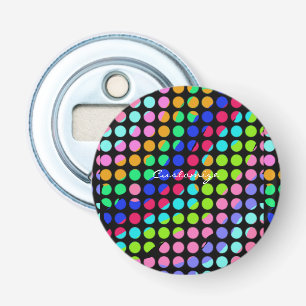 Décapsuleur rose, polka+points, bleu, rouge, vert, motif, pers