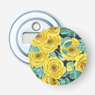 Décapsuleur Roses d'aquarelle jaune avec feuilles et pattes de