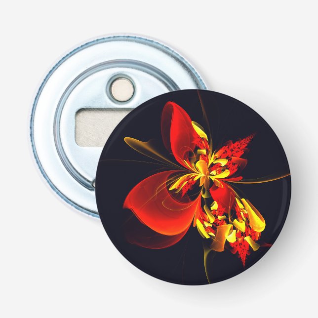 Décapsuleur Rouge Jaune Floral Moderne Résumé Modèle Art #10 (Devant)
