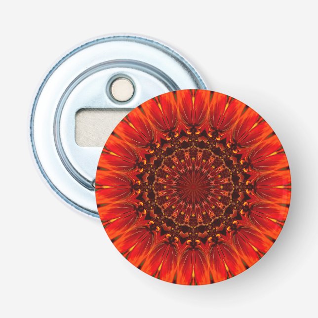 Décapsuleur Rouge profond Rudbeckia Floral Mandala (Devant)