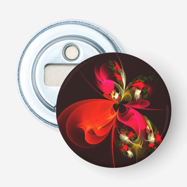 Décapsuleur Rouge Vert Floral Moderne Art Abstrait Motif #02 (Devant)