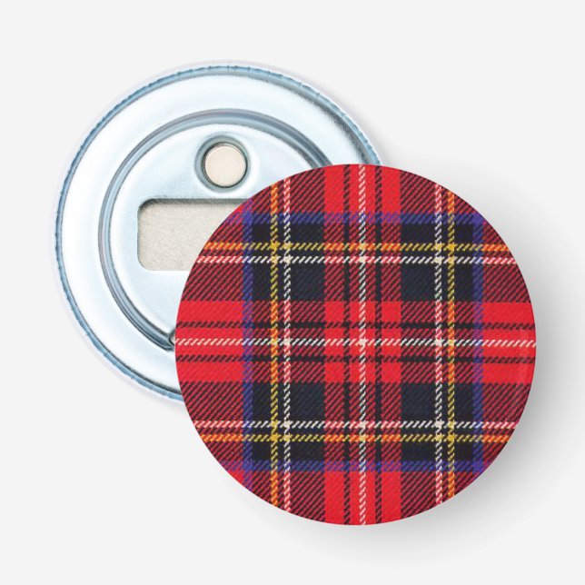 Décapsuleur Royal Stewart tartan rouge noir plaid (Devant)