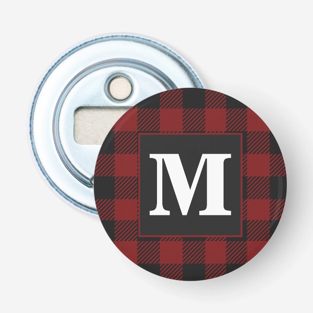 Décapsuleur Russe Rouge Buffalo Plaid Agritourisme Monogramme (Devant)