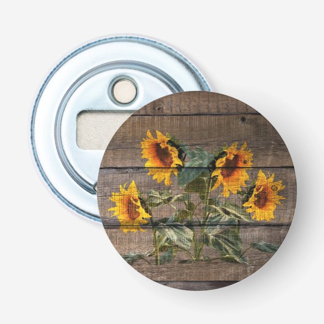 Décapsuleur Rustic Barn Wood Sunflower (Devant)