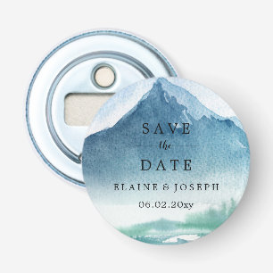 Décapsuleur Rustic Watercolor Mountains Lake Sauvez La Date