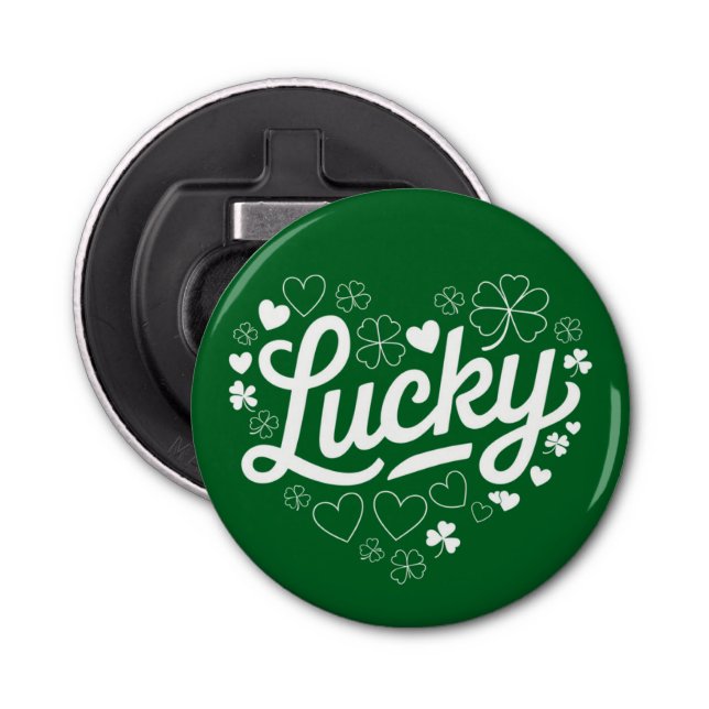 Décapsuleur Saint Patrick's Day Heart Lucky Clover Shamrock (Devant)