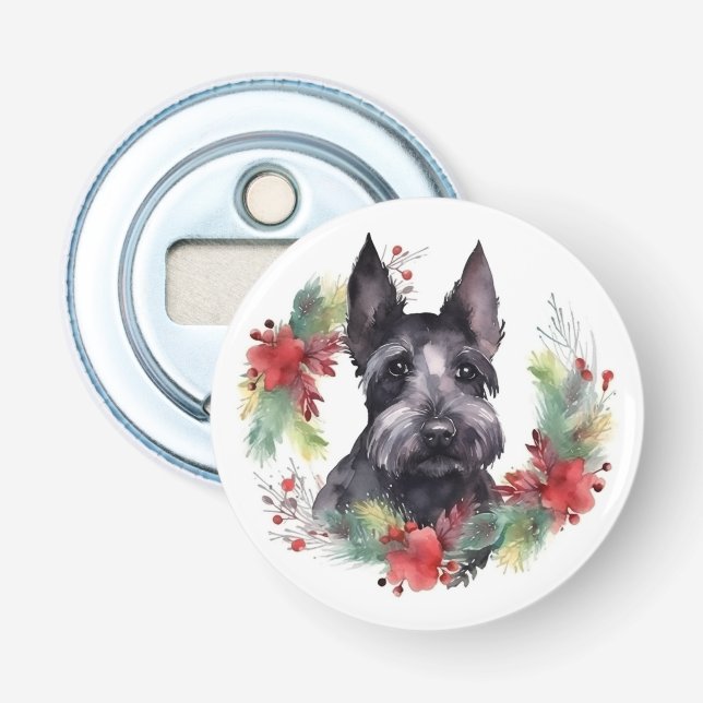 Décapsuleur Scottish Terrier Christmas Wreath Festive Pup (Devant)