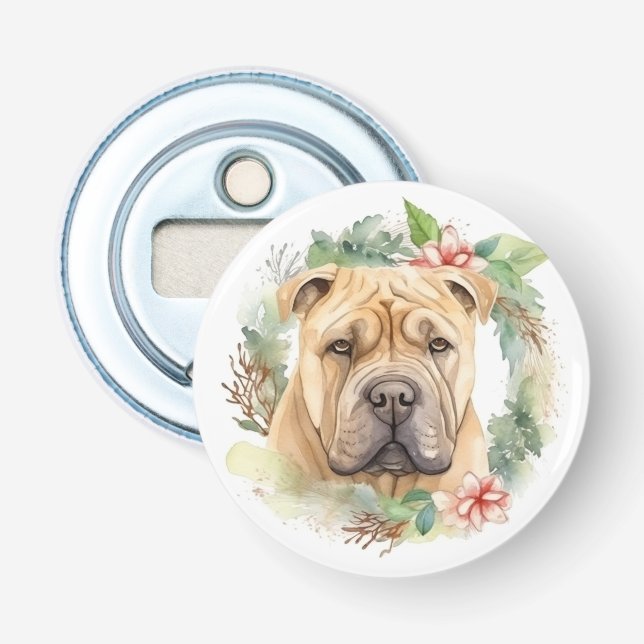 Décapsuleur Shar Pei Christmas Wreath Festive Pup (Devant)