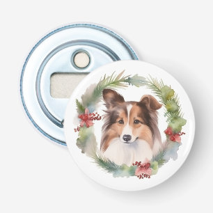 Décapsuleur Shetland Sheepdog Christmas Wreath Festive Pup