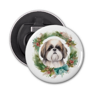 Décapsuleur Shih Tzu Christmas Wreath Festive Pup