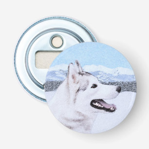 Décapsuleur Sibérie Husky (argent et blanc) Peinture Chien Art