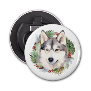 Décapsuleur Sibérie Husky Christmas Wreath Festive Pup