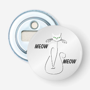 Décapsuleur Slinky Black Cat Meow Meow Green Eyes sur argent