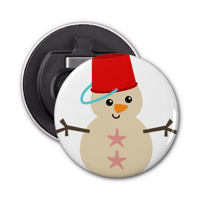 Décapsuleur Snowman mignon fait de sable avec seau pour Casque (Devant)